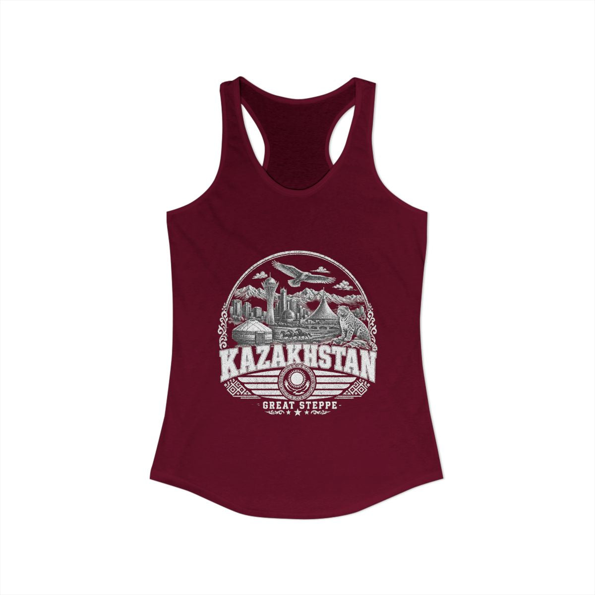 Kazakhstan Women's Tank Top — Solid Cardinal Red (front)