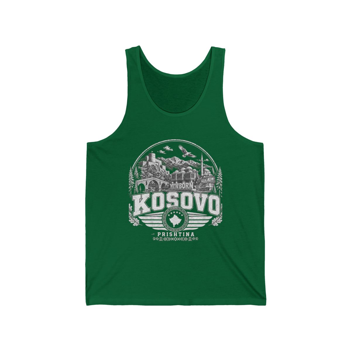 Kosovo vintage landmarks men's tank top — iconic landmark design | Nameshi Destinations (view 7)