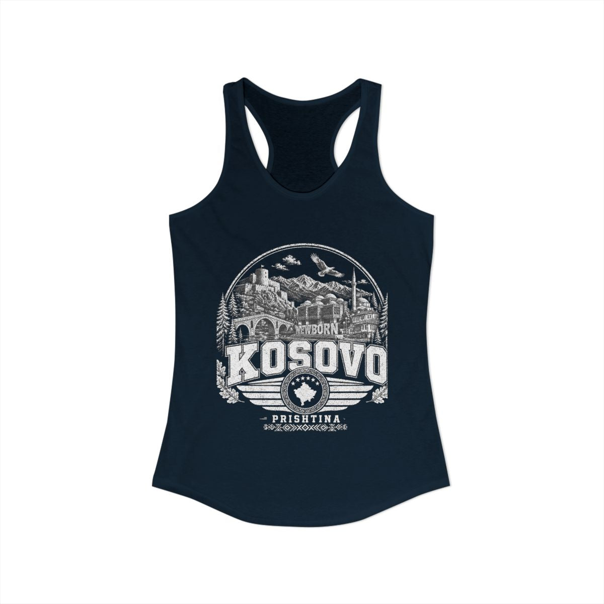 Kosovo vintage landmarks tank top — iconic landmark design | Nameshi Destinations (view 9)