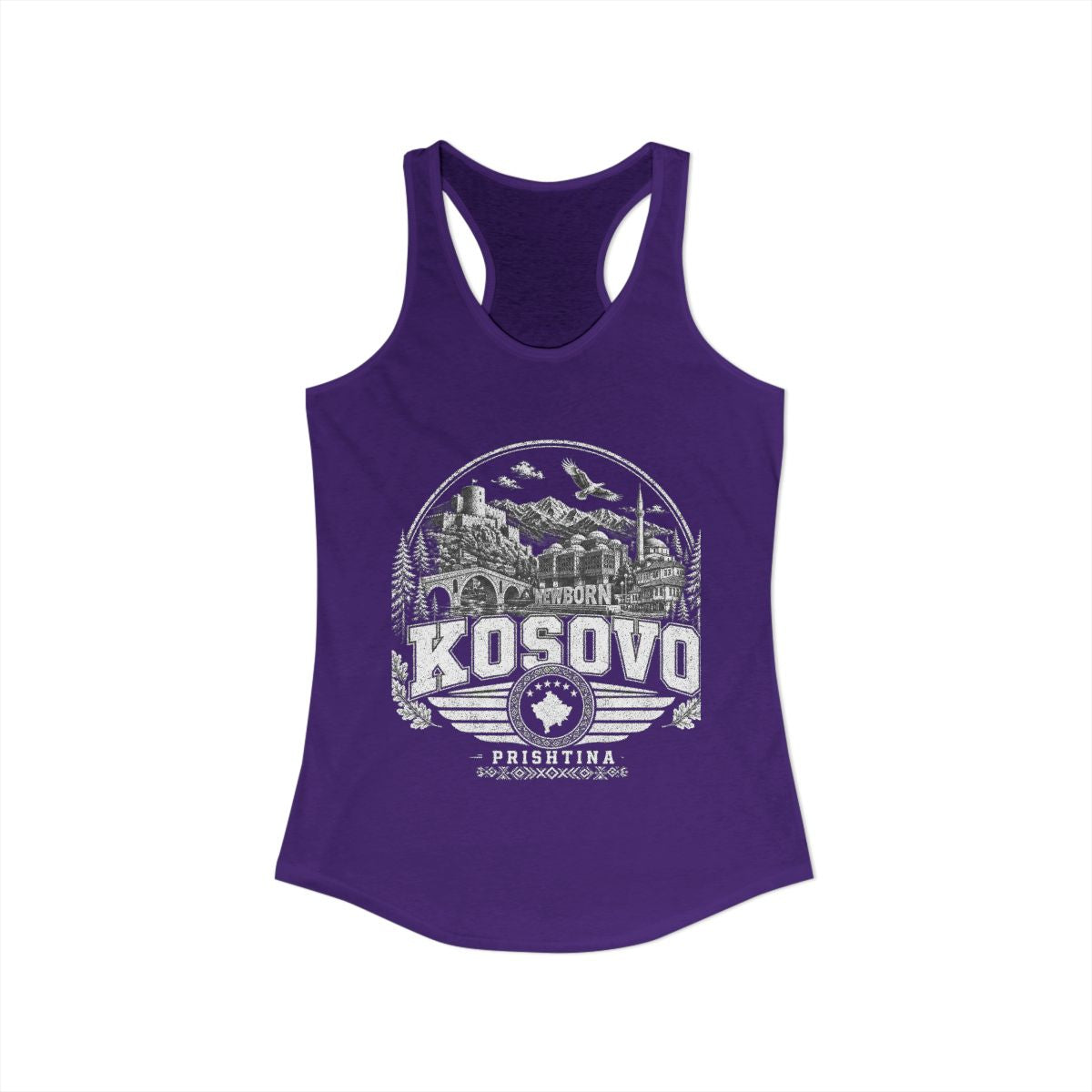 Kosovo vintage landmarks tank top — iconic landmark design | Nameshi Destinations (view 15)