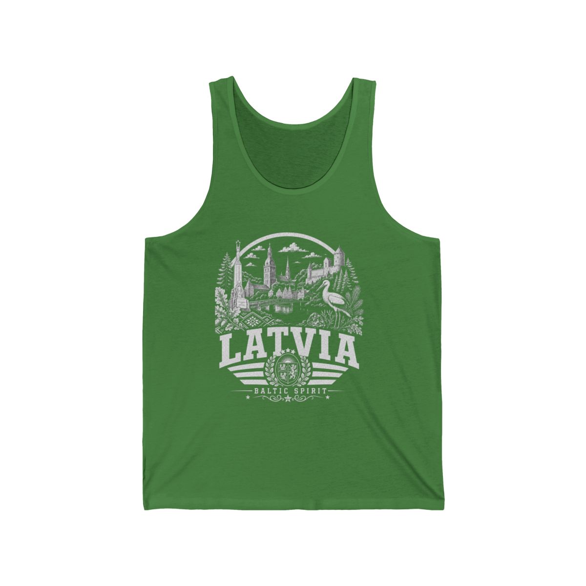 Latvia vintage landmarks men's tank top — iconic landmark design | Nameshi Destinations (view 9)