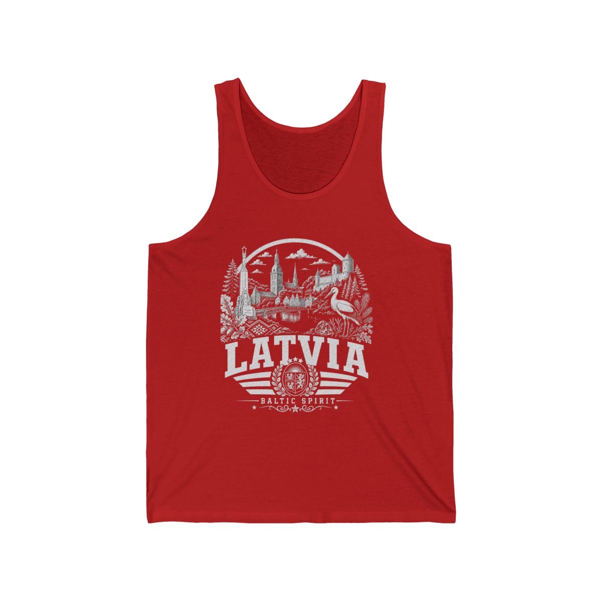 Latvia vintage landmarks men's tank top — iconic landmark design | Nameshi Destinations (view 11)