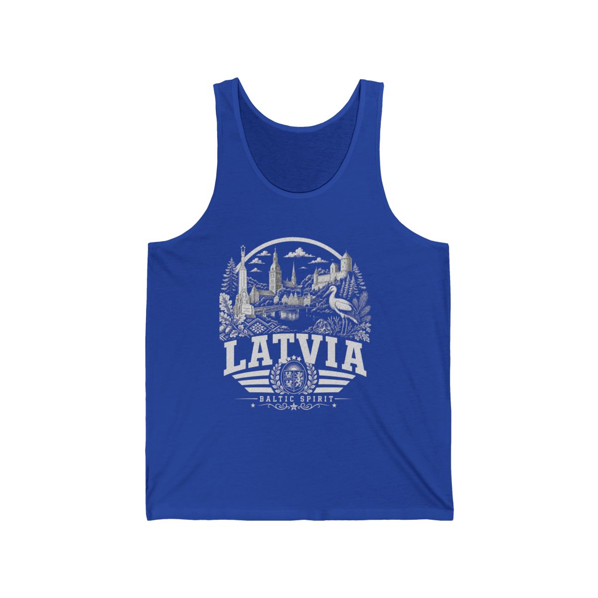 Latvia vintage landmarks men's tank top — iconic landmark design | Nameshi Destinations (view 13)