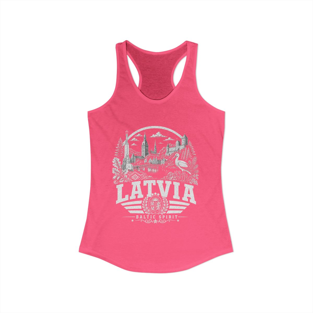 Latvia vintage landmarks tank top — iconic landmark design | Nameshi Destinations (view 3)