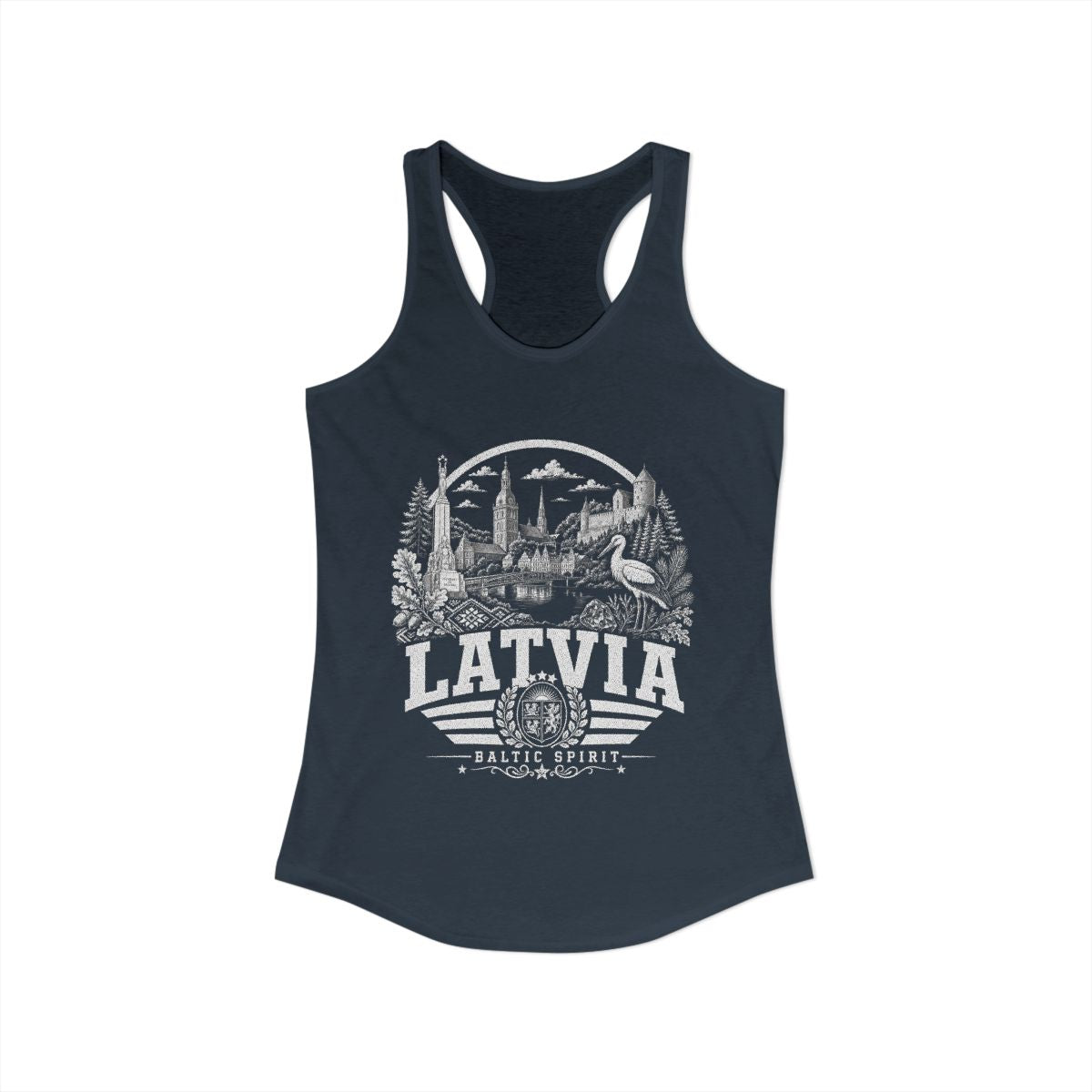 Latvia vintage landmarks tank top — iconic landmark design | Nameshi Destinations (view 5)