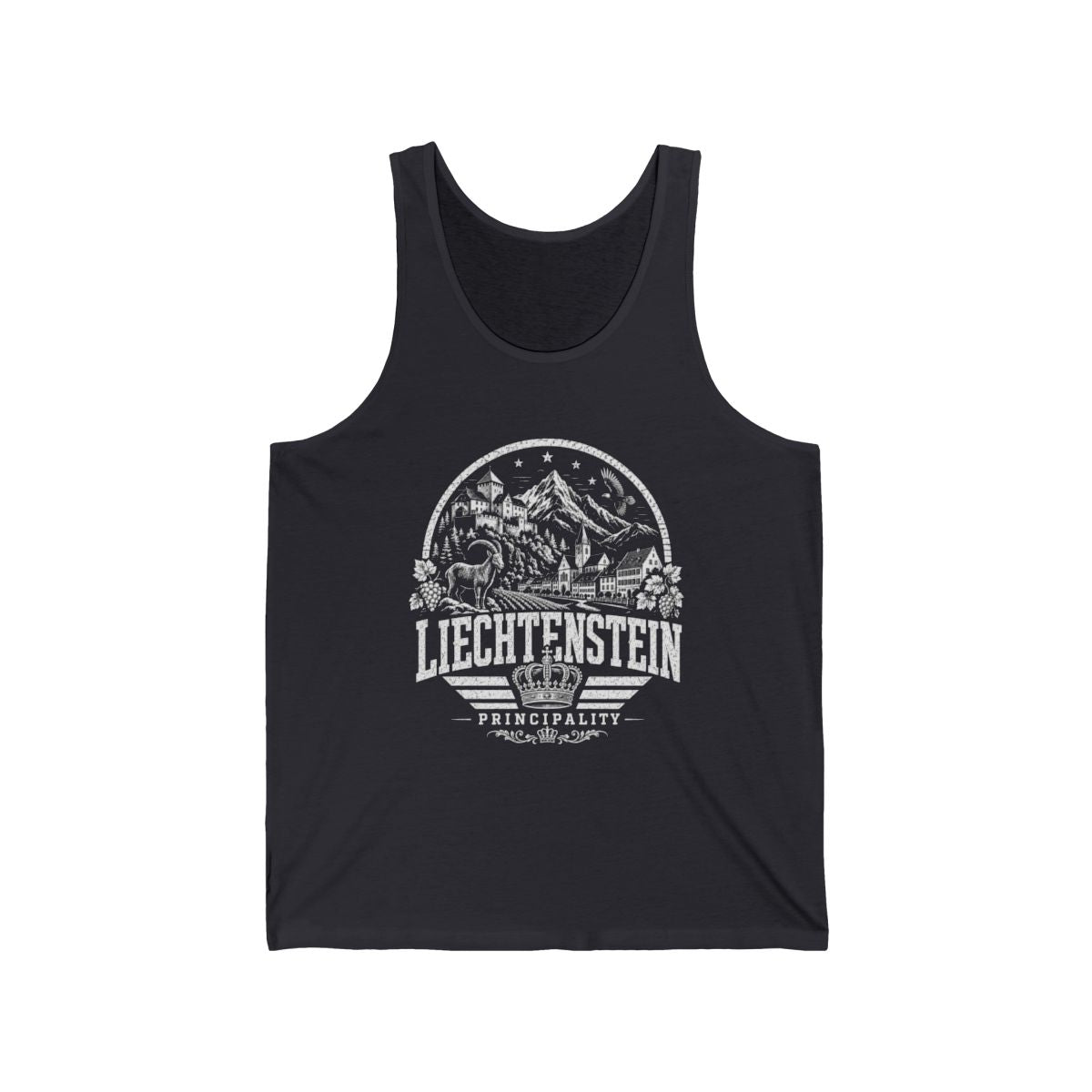 Liechtenstein Men's Tank Top — Dark Grey (front)