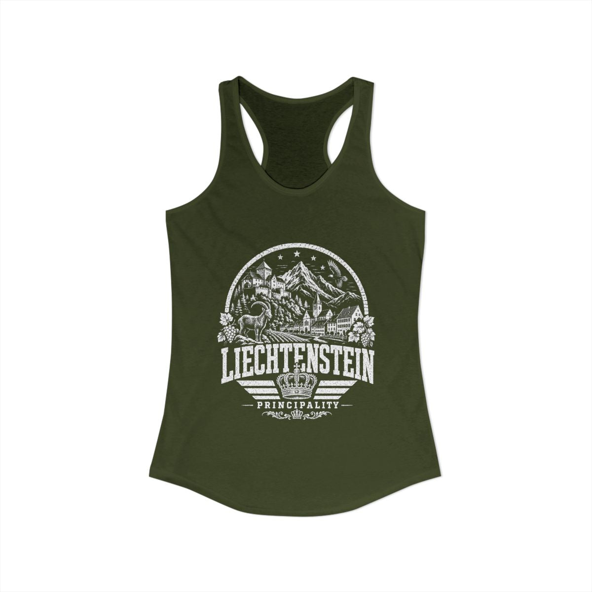 Liechtenstein Women's Tank Top — Solid Military Green (front)