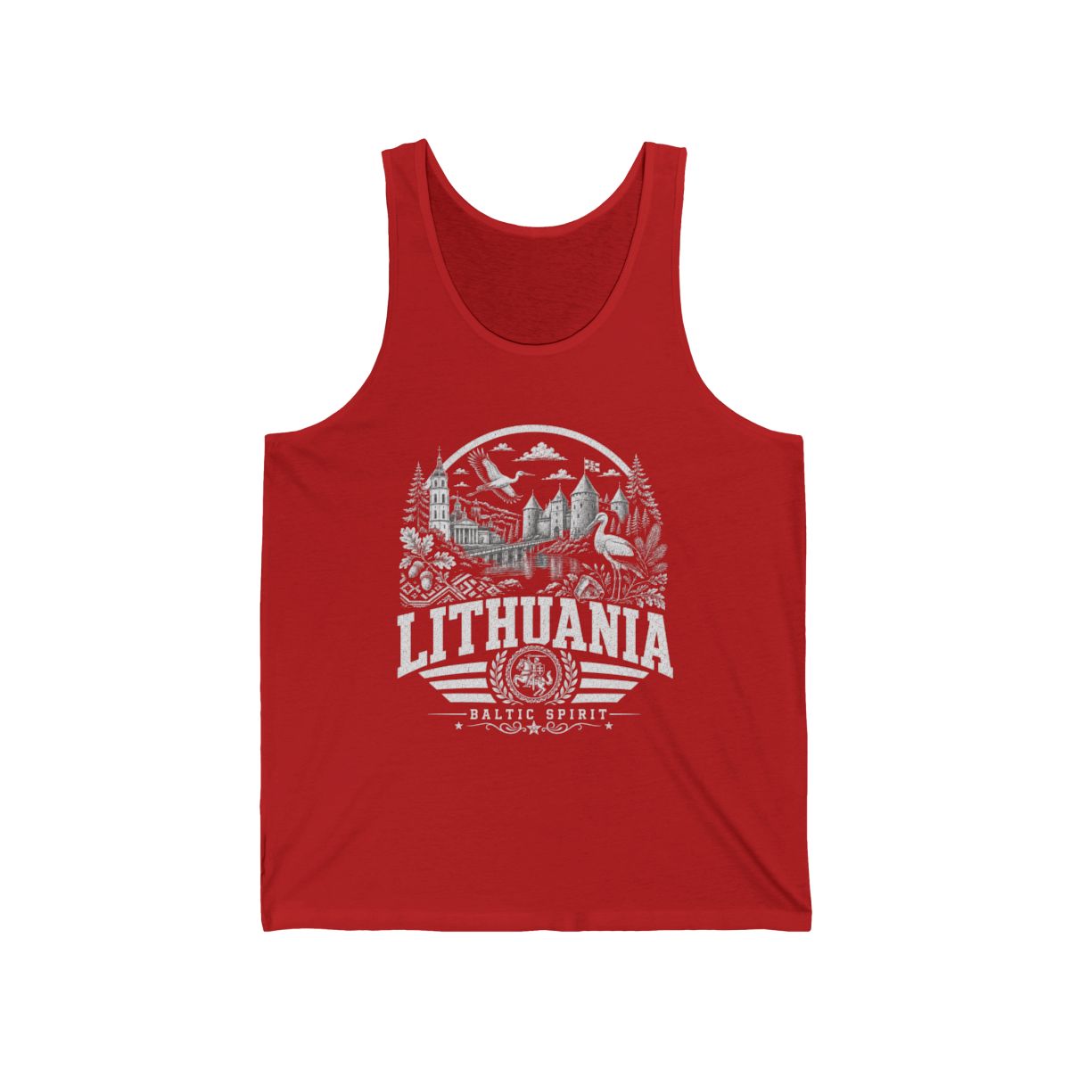 Lithuania vintage landmarks men's tank top — iconic landmark design | Nameshi Destinations (view 11)