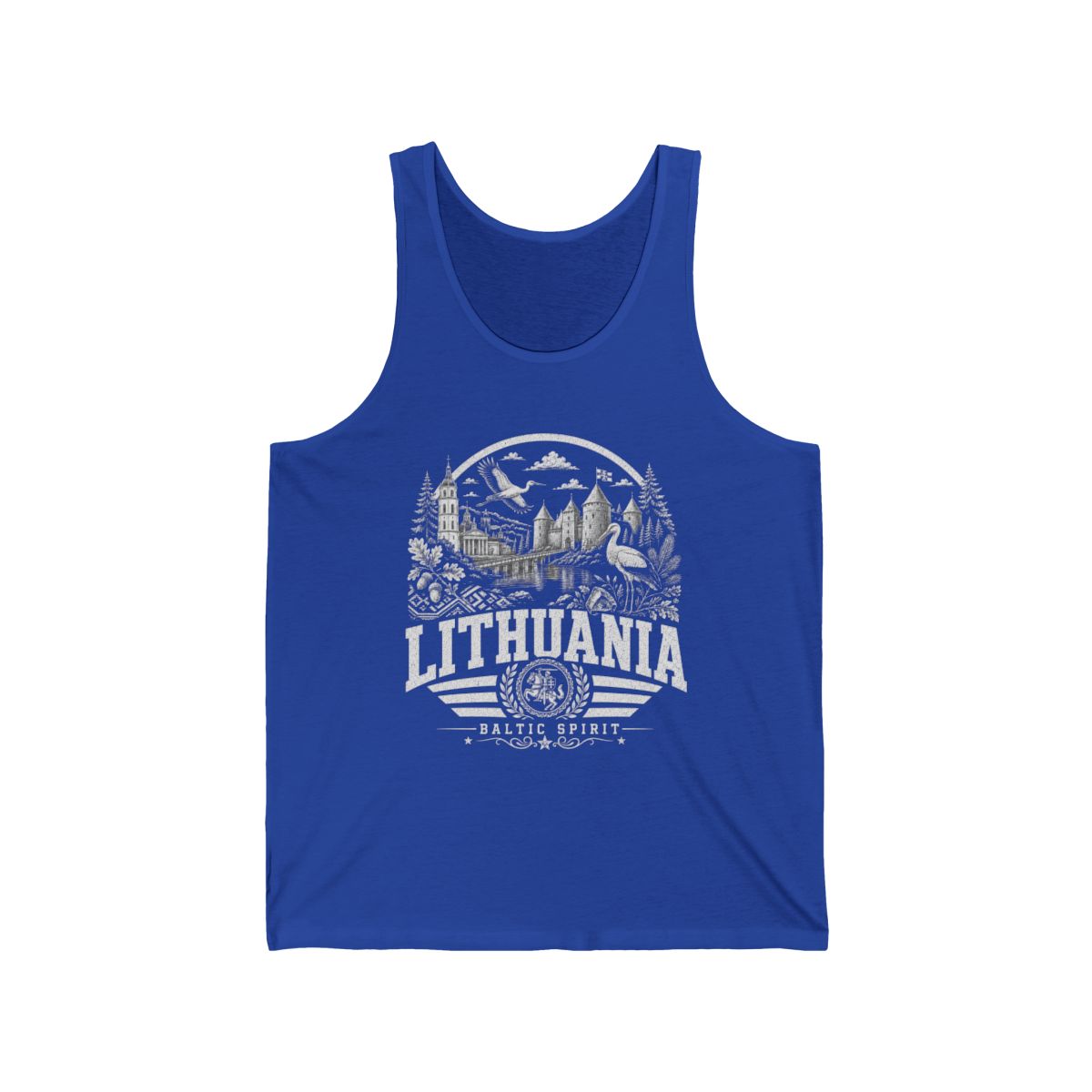 Lithuania vintage landmarks men's tank top — iconic landmark design | Nameshi Destinations (view 13)