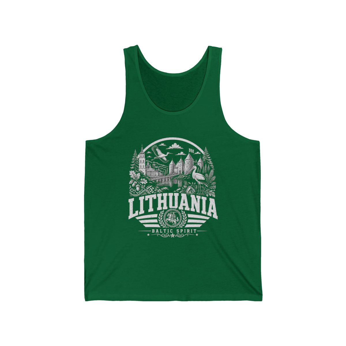 Lithuania vintage landmarks men's tank top — iconic landmark design | Nameshi Destinations (view 7)