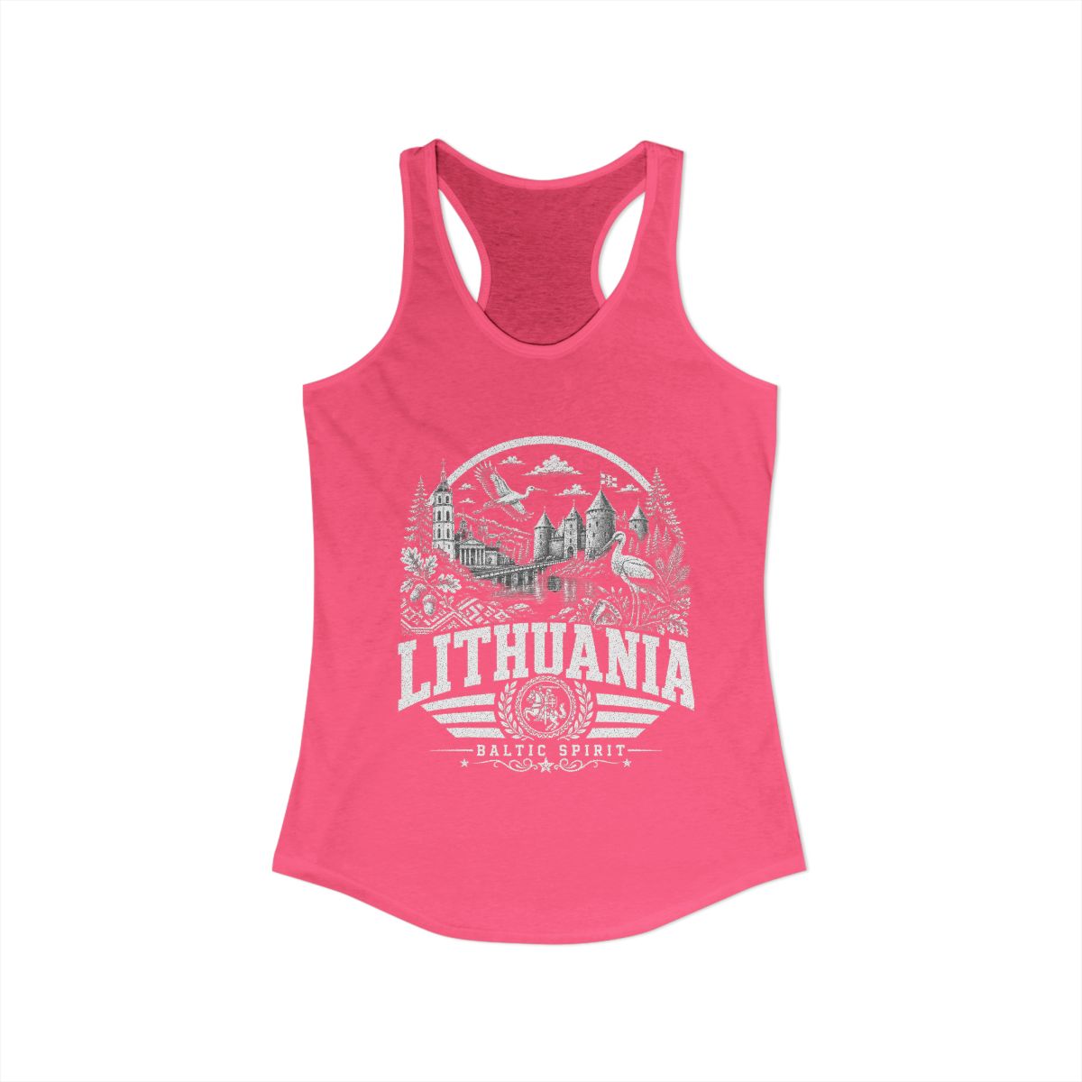 Lithuania vintage landmarks tank top — iconic landmark design | Nameshi Destinations (view 3)
