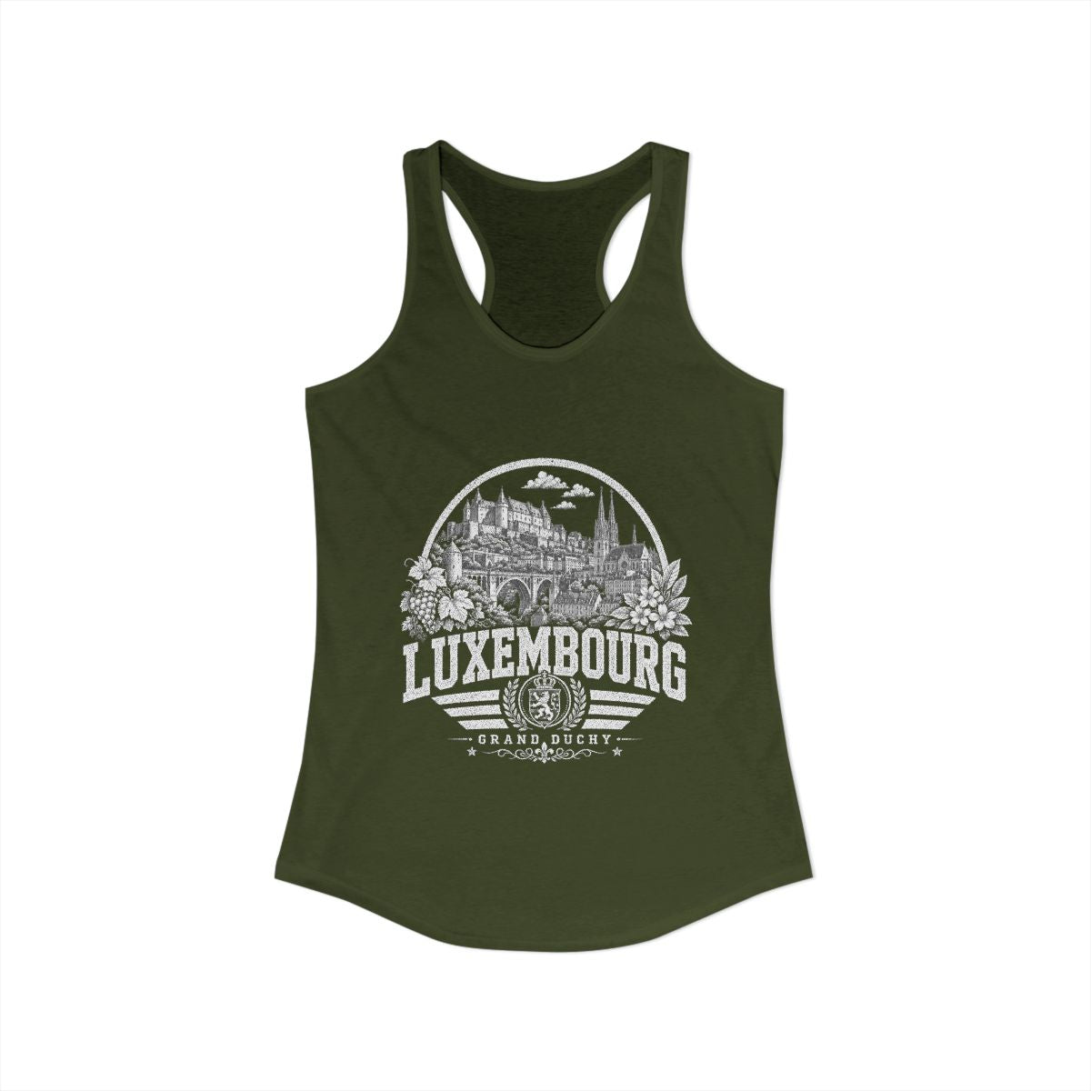 Luxembourg Women's Tank Top — Solid Military Green (front)