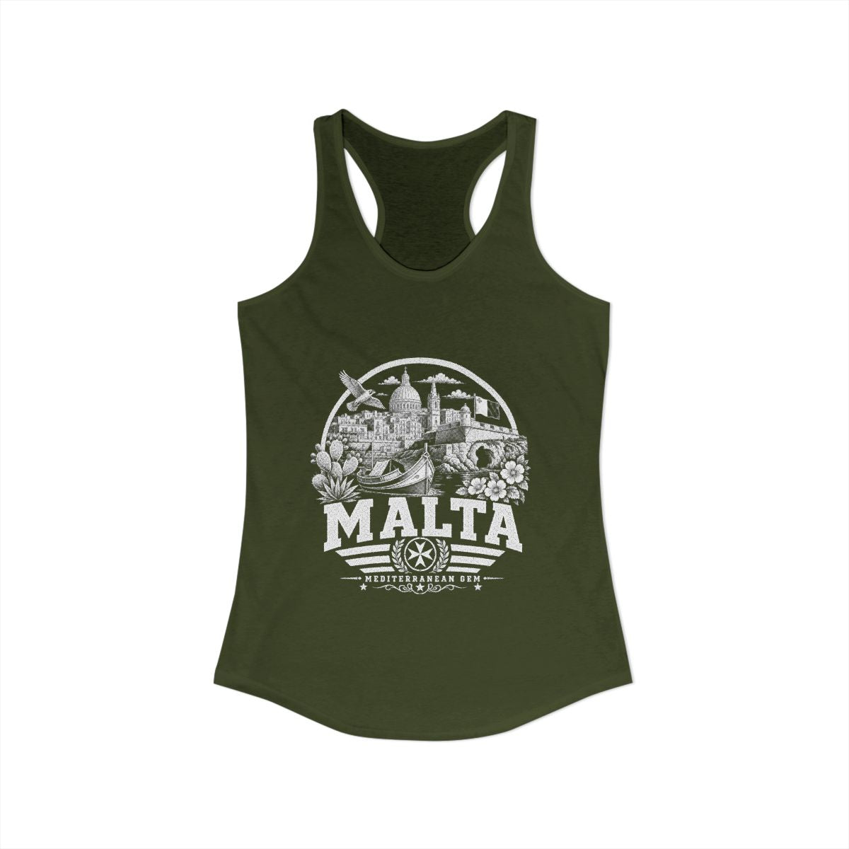 Malta Women's Tank Top — Solid Military Green (front)