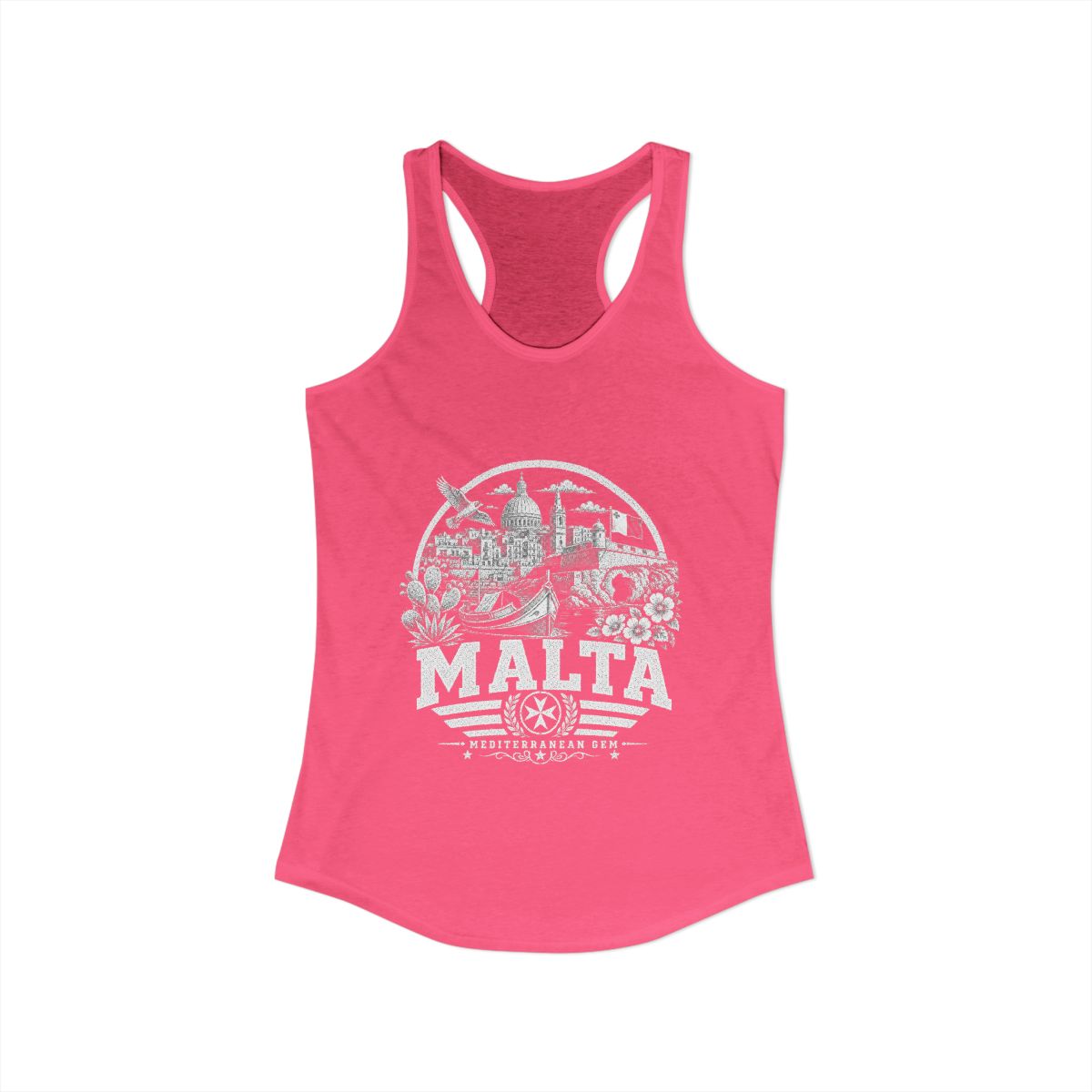 Malta Women's Tank Top — Solid Hot Pink (front)
