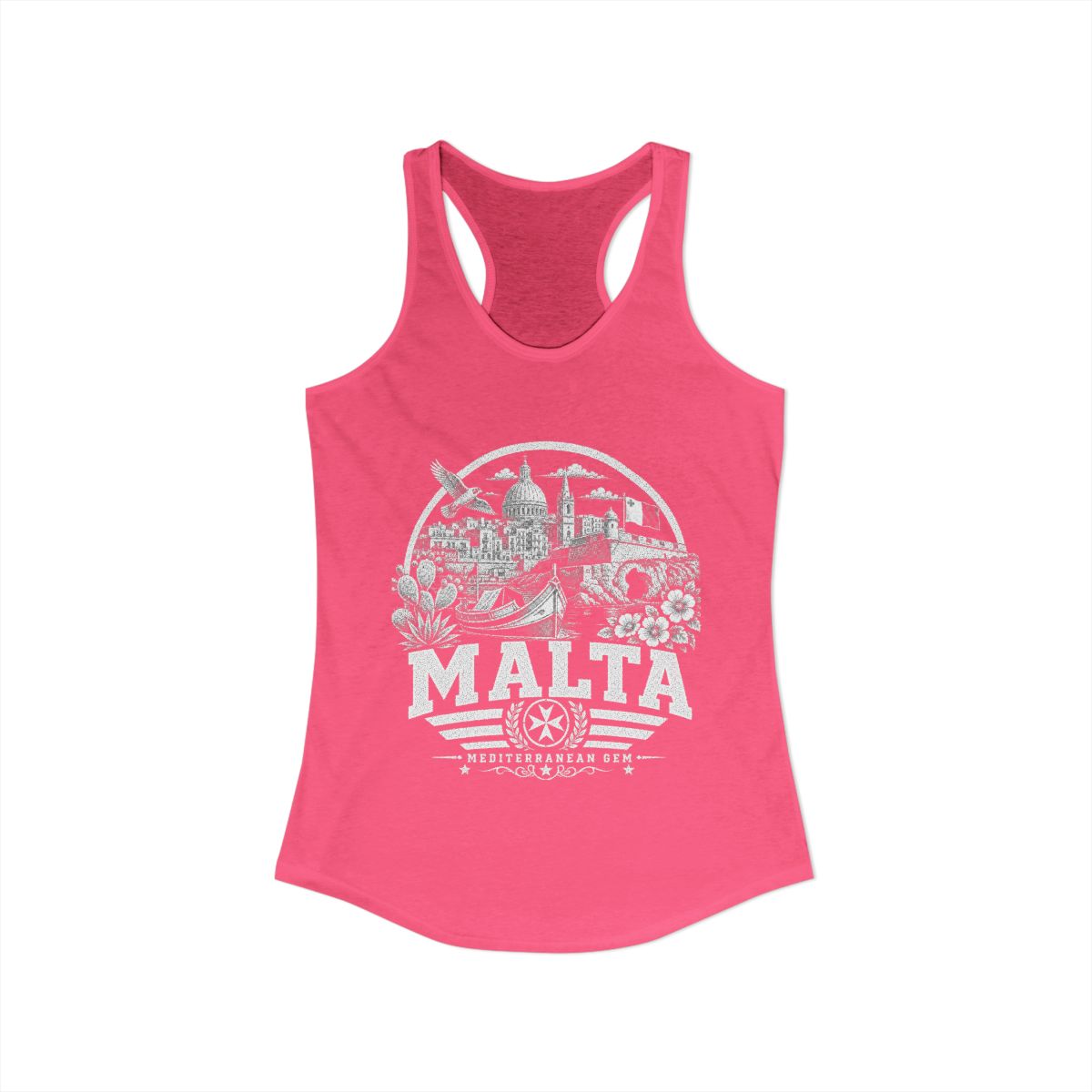 Malta Women's Tank Top — Solid Hot Pink (front)