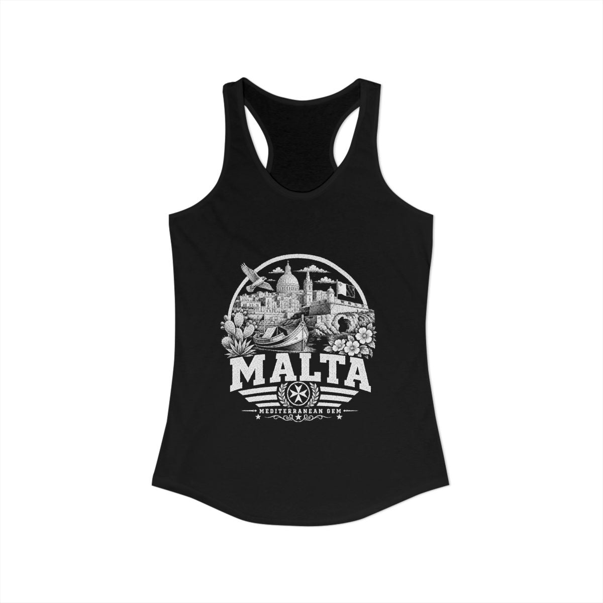 Malta Women's Tank Top — Solid Black (front)