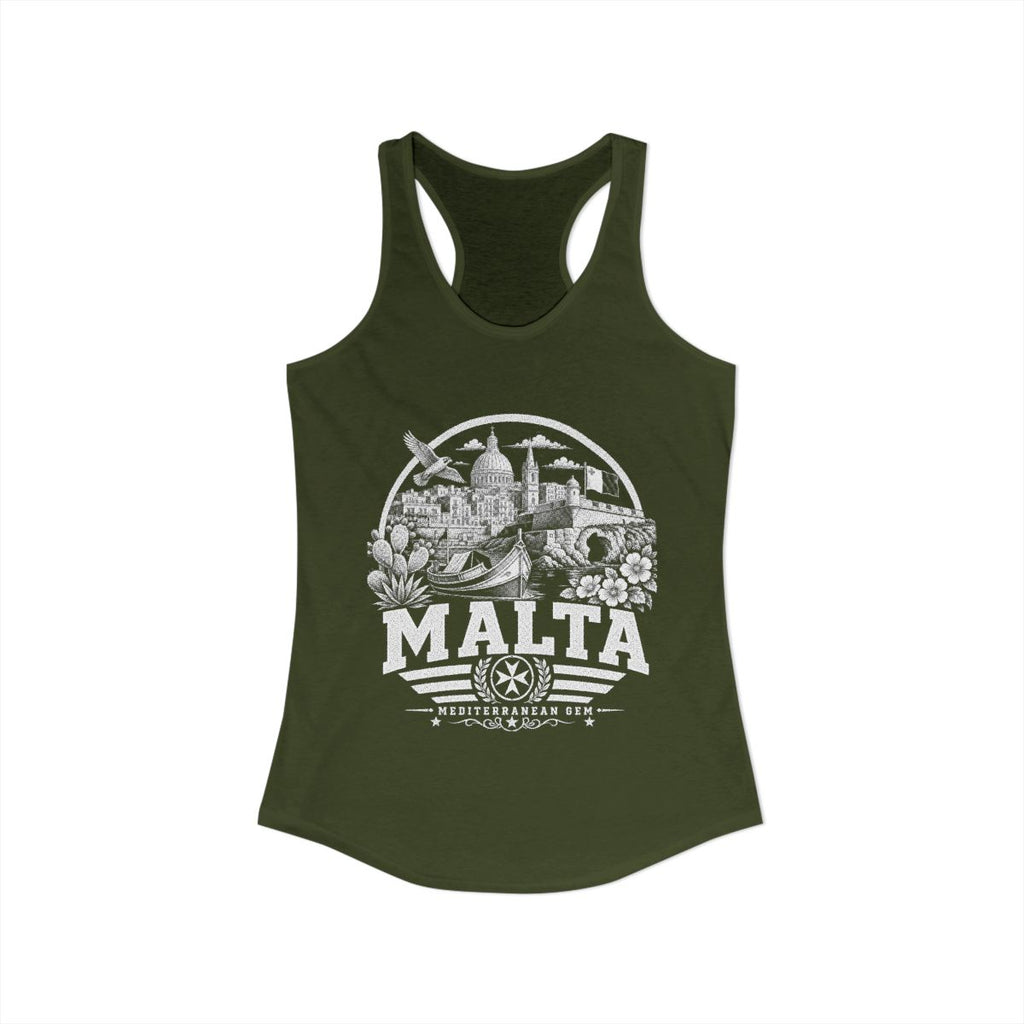 Malta Women's Tank Top — Solid Military Green (front)