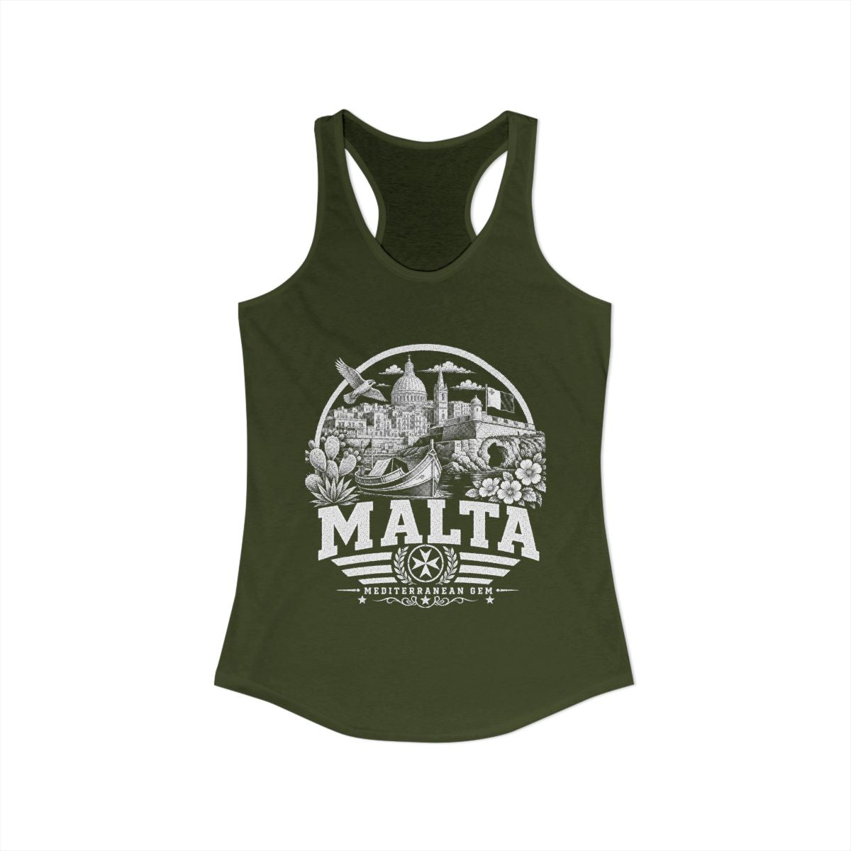 Malta Women's Tank Top — Solid Military Green (front)