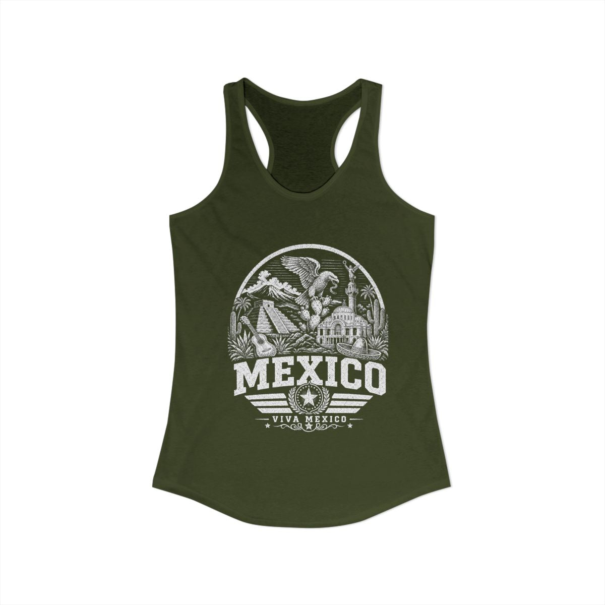 Mexico Women's Tank Top — Solid Military Green (front)