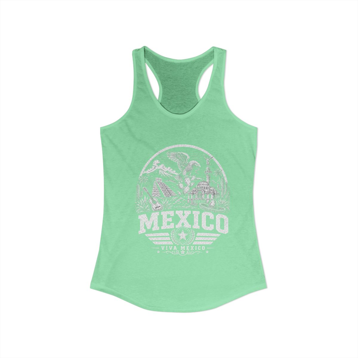 Mexico vintage landmarks tank top — iconic landmark design | Nameshi Destinations (view 6)