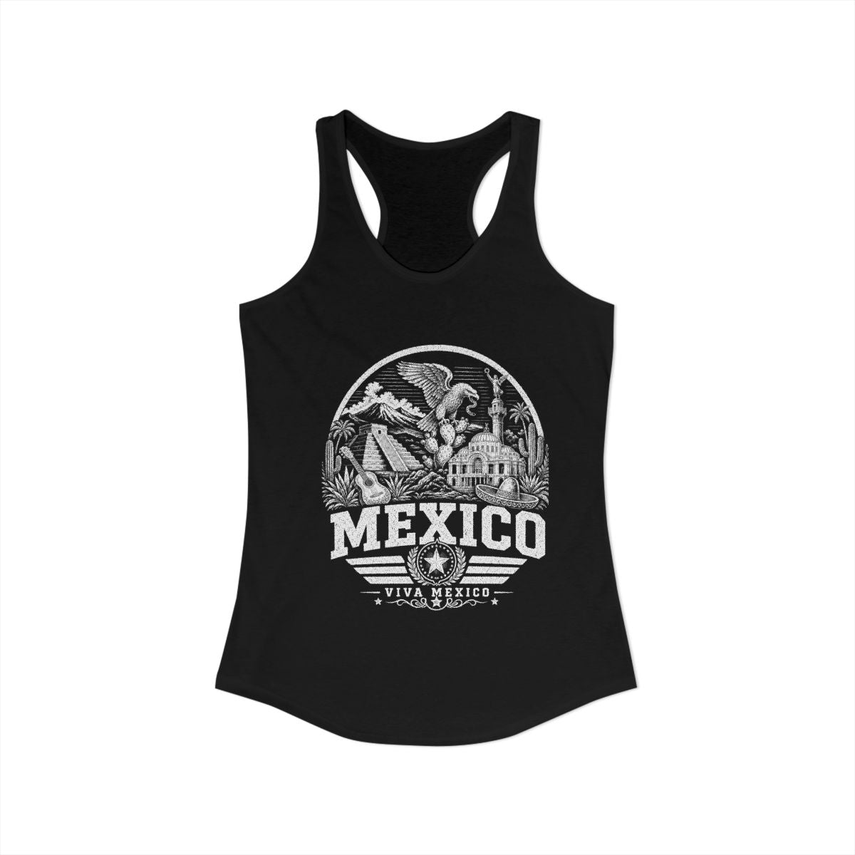 Mexico vintage landmarks tank top — iconic landmark design | Nameshi Destinations (view 2)