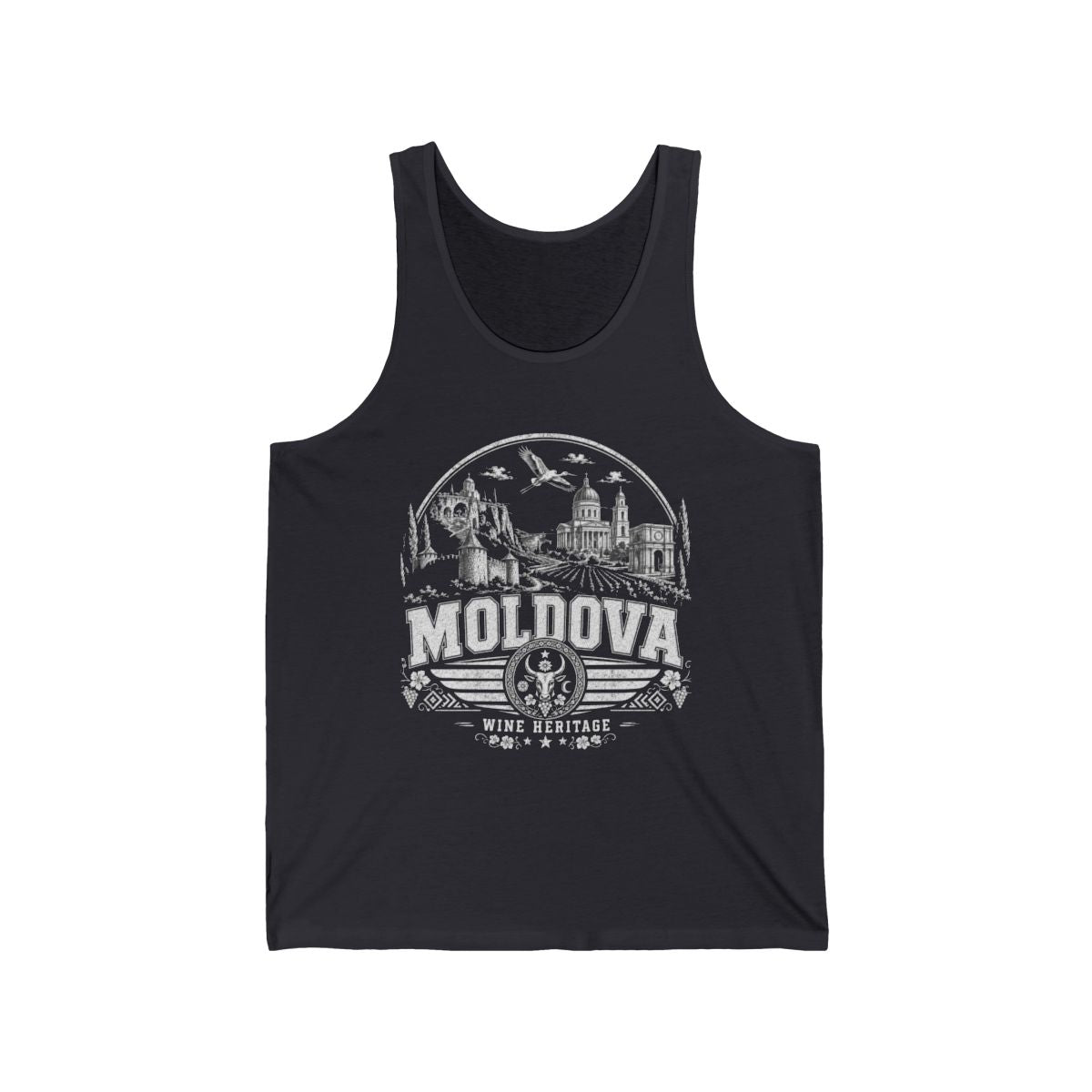 Moldova vintage landmarks men's tank top — iconic landmark design | Nameshi Destinations (view 5)