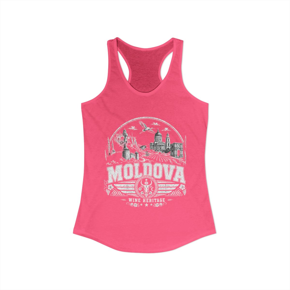 Moldova vintage landmarks tank top — iconic landmark design | Nameshi Destinations (view 3)
