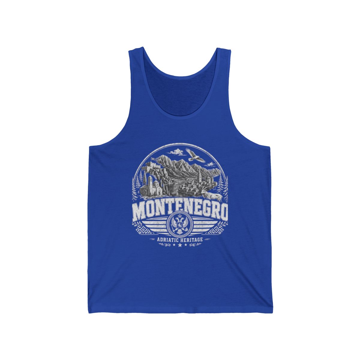 Montenegro vintage landmarks men's tank top — iconic landmark design | Nameshi Destinations (view 13)
