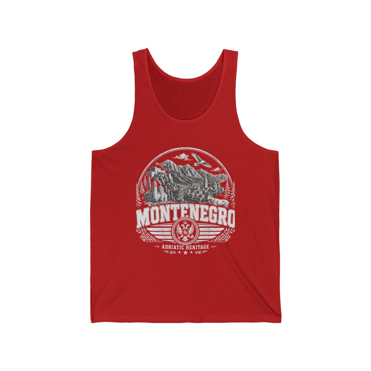 Montenegro vintage landmarks men's tank top — iconic landmark design | Nameshi Destinations (view 11)