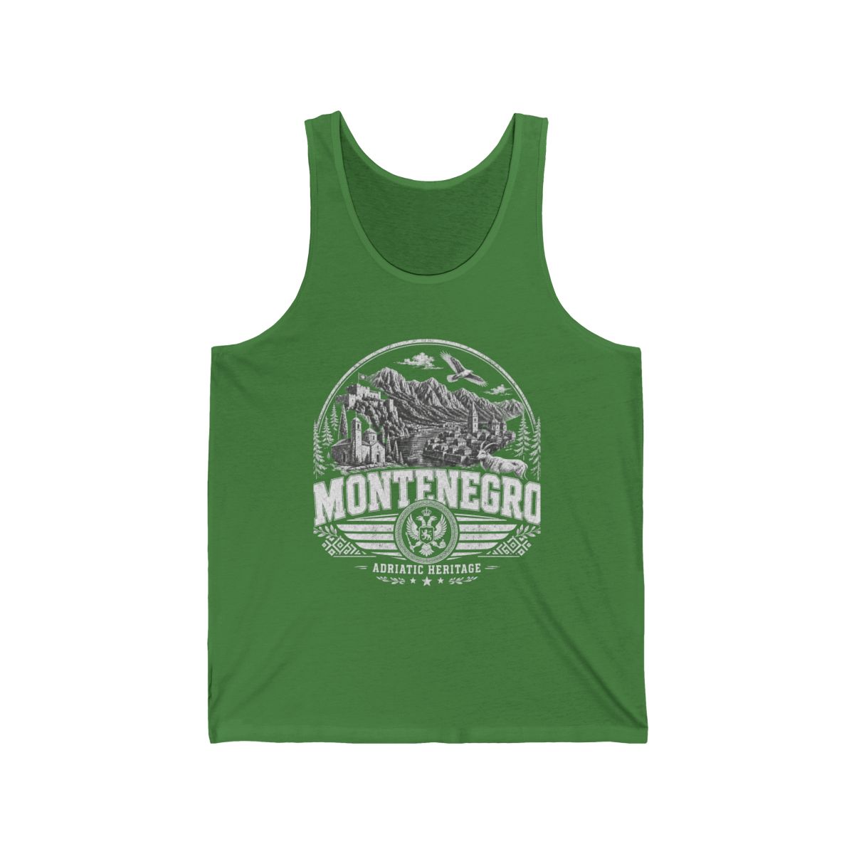 Montenegro vintage landmarks men's tank top — iconic landmark design | Nameshi Destinations (view 9)