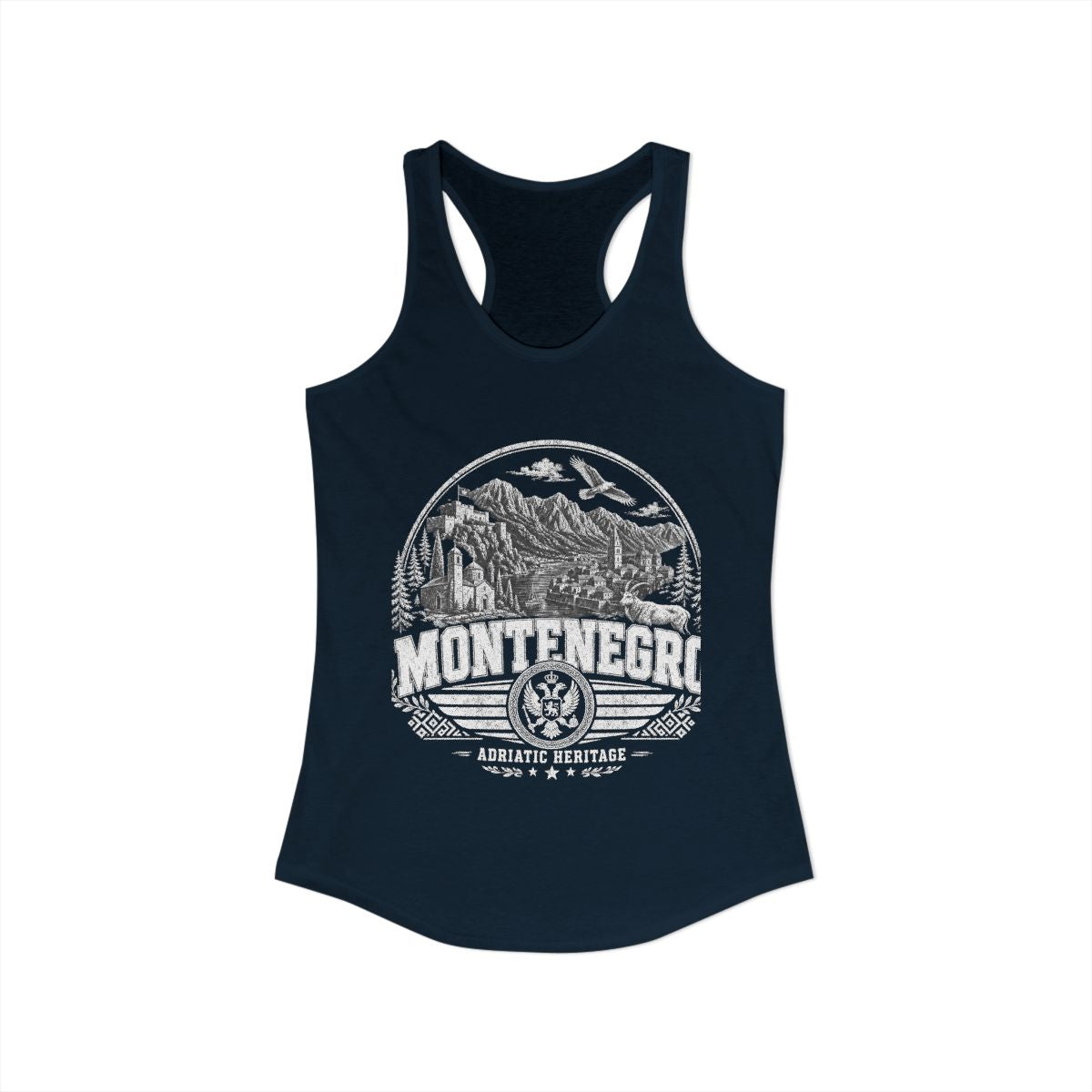 Montenegro vintage landmarks tank top — iconic landmark design | Nameshi Destinations (view 9)