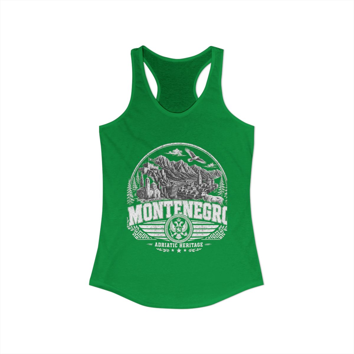 Montenegro vintage landmarks tank top — iconic landmark design | Nameshi Destinations (view 7)