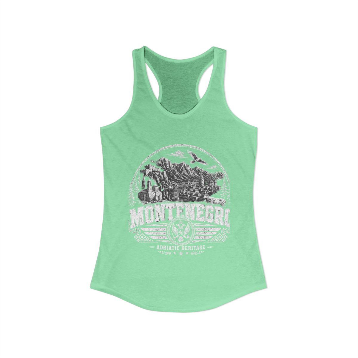 Montenegro vintage landmarks tank top — iconic landmark design | Nameshi Destinations (view 13)