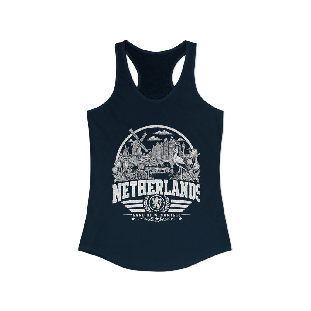 Netherlands Women's Tank Top — Solid Midnight Navy (front)