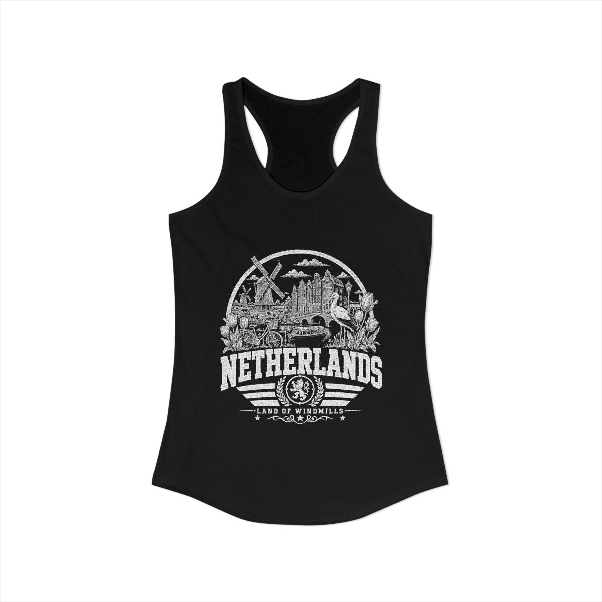 Netherlands Women's Tank Top — Solid Black (front)