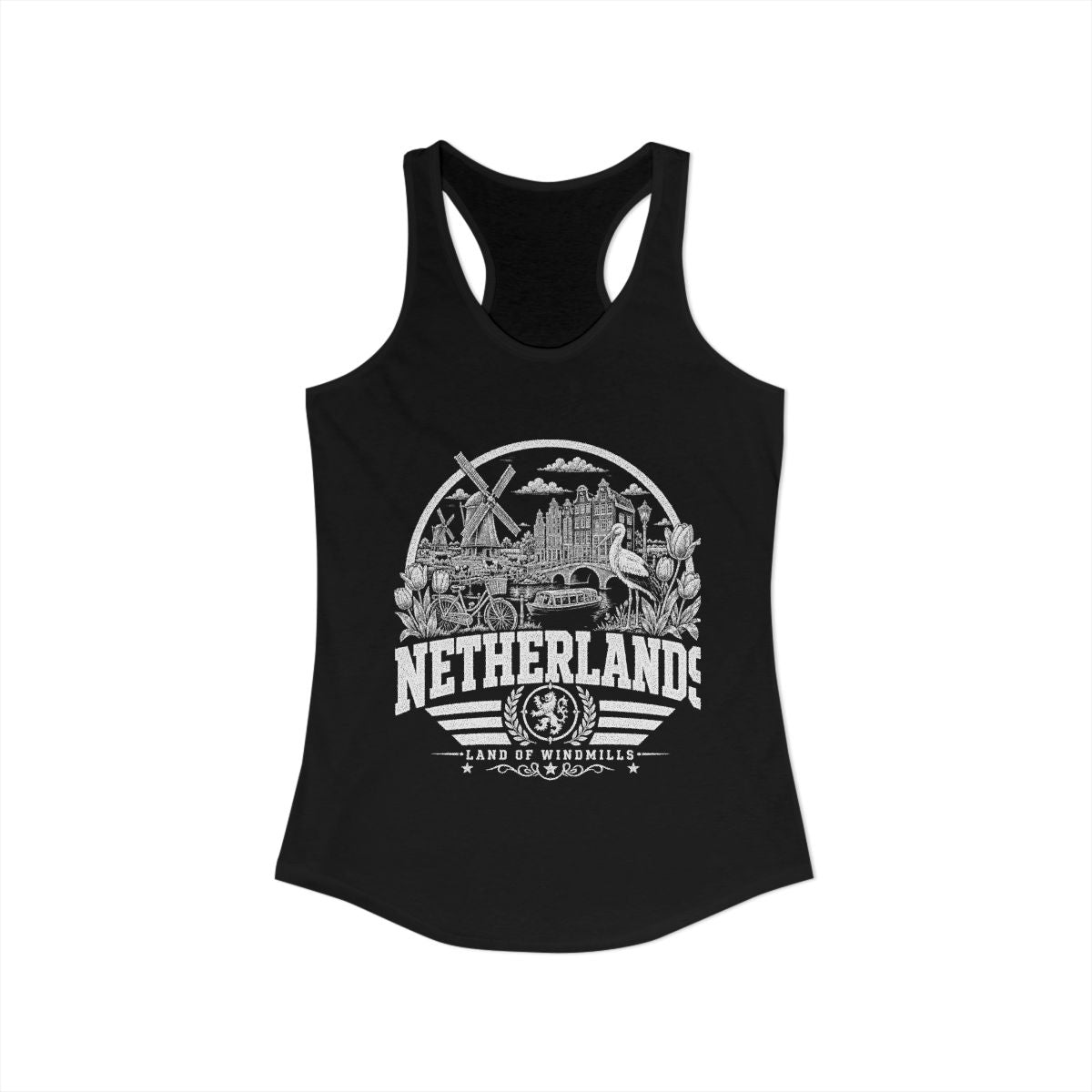Netherlands Women's Tank Top — Solid Black (front)
