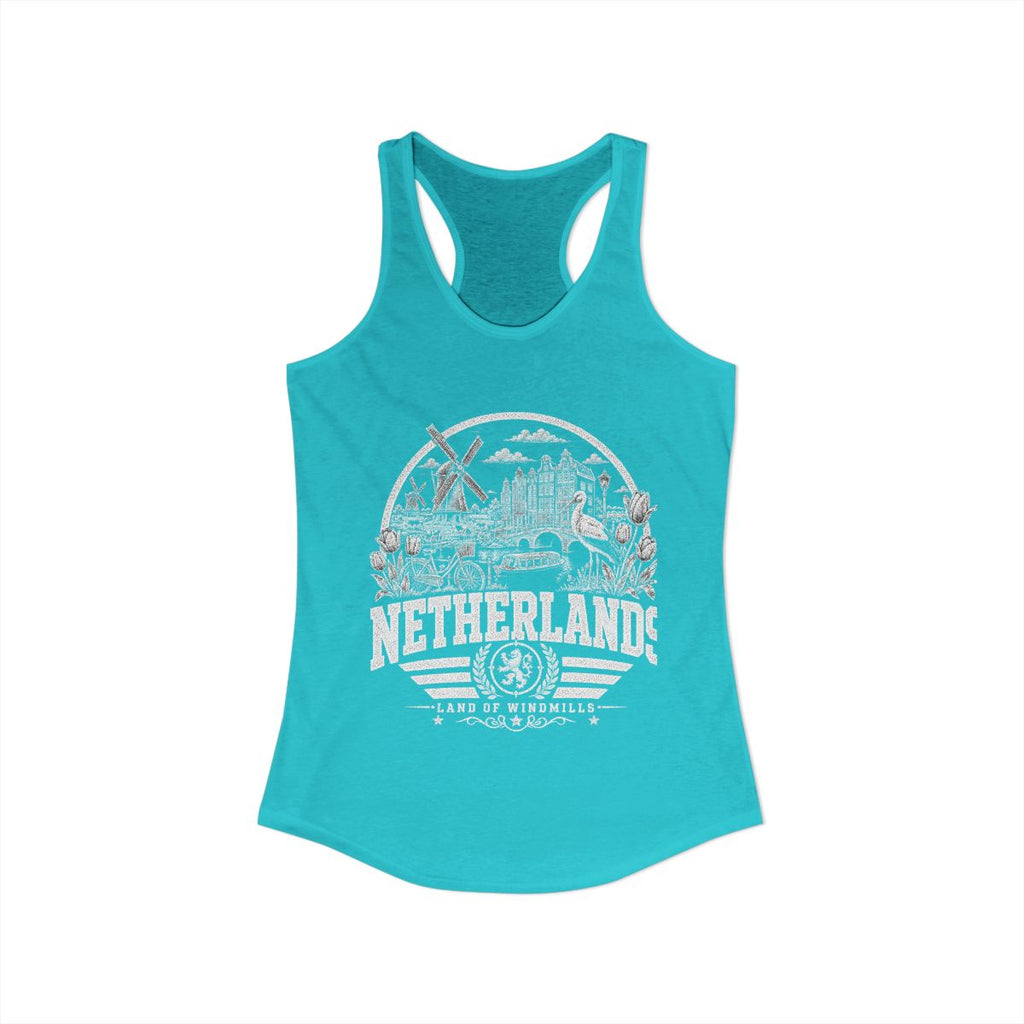 Netherlands Women's Tank Top — Solid Tahiti Blue (front)