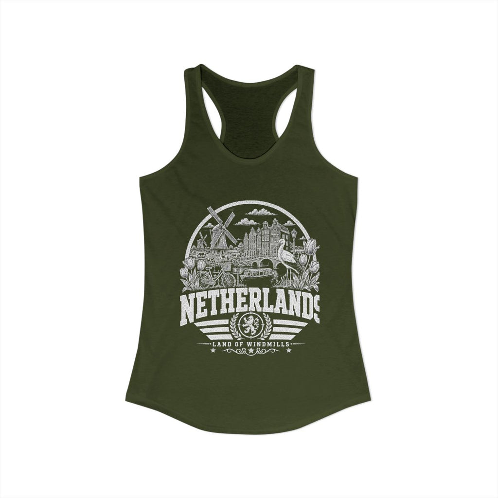 Netherlands Women's Tank Top — Solid Military Green (front)