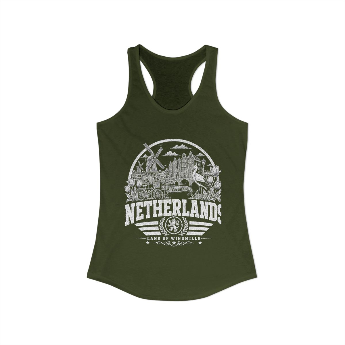 Netherlands Women's Tank Top — Solid Military Green (front)