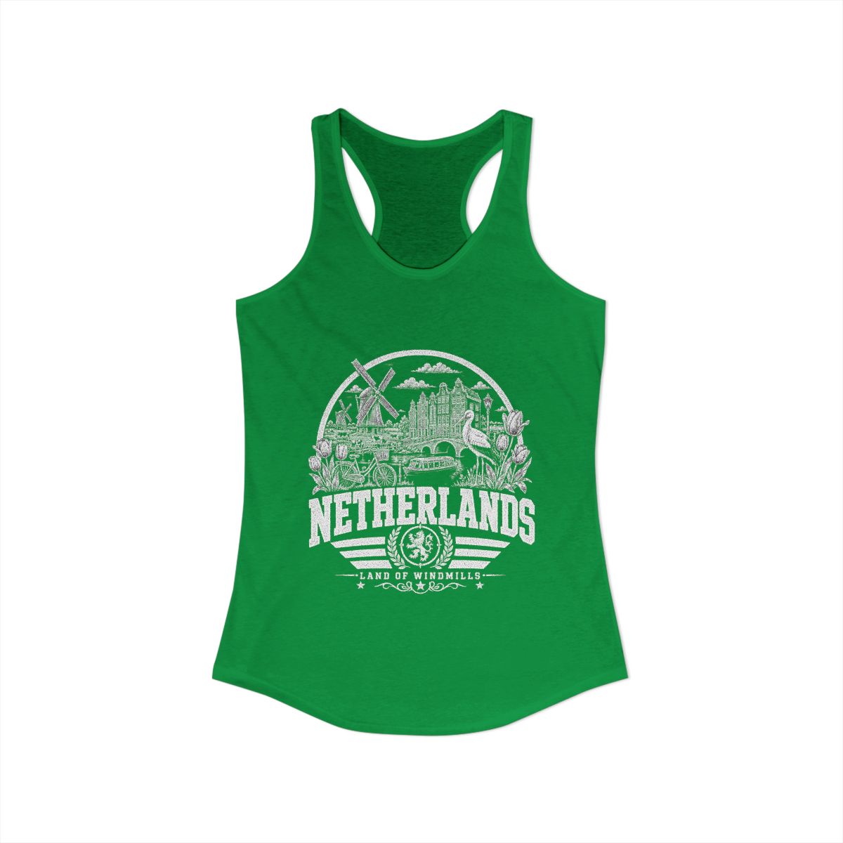 Netherlands Women's Tank Top — Solid Kelly Green (front)
