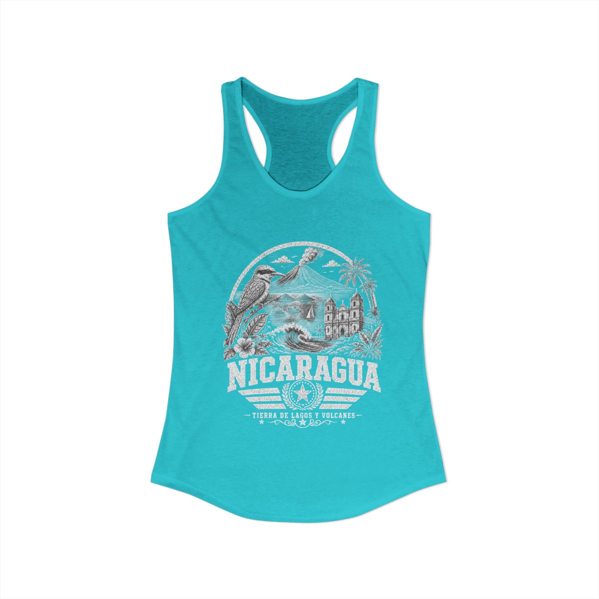 Nicaragua Women's Tank Top — Solid Tahiti Blue (front)