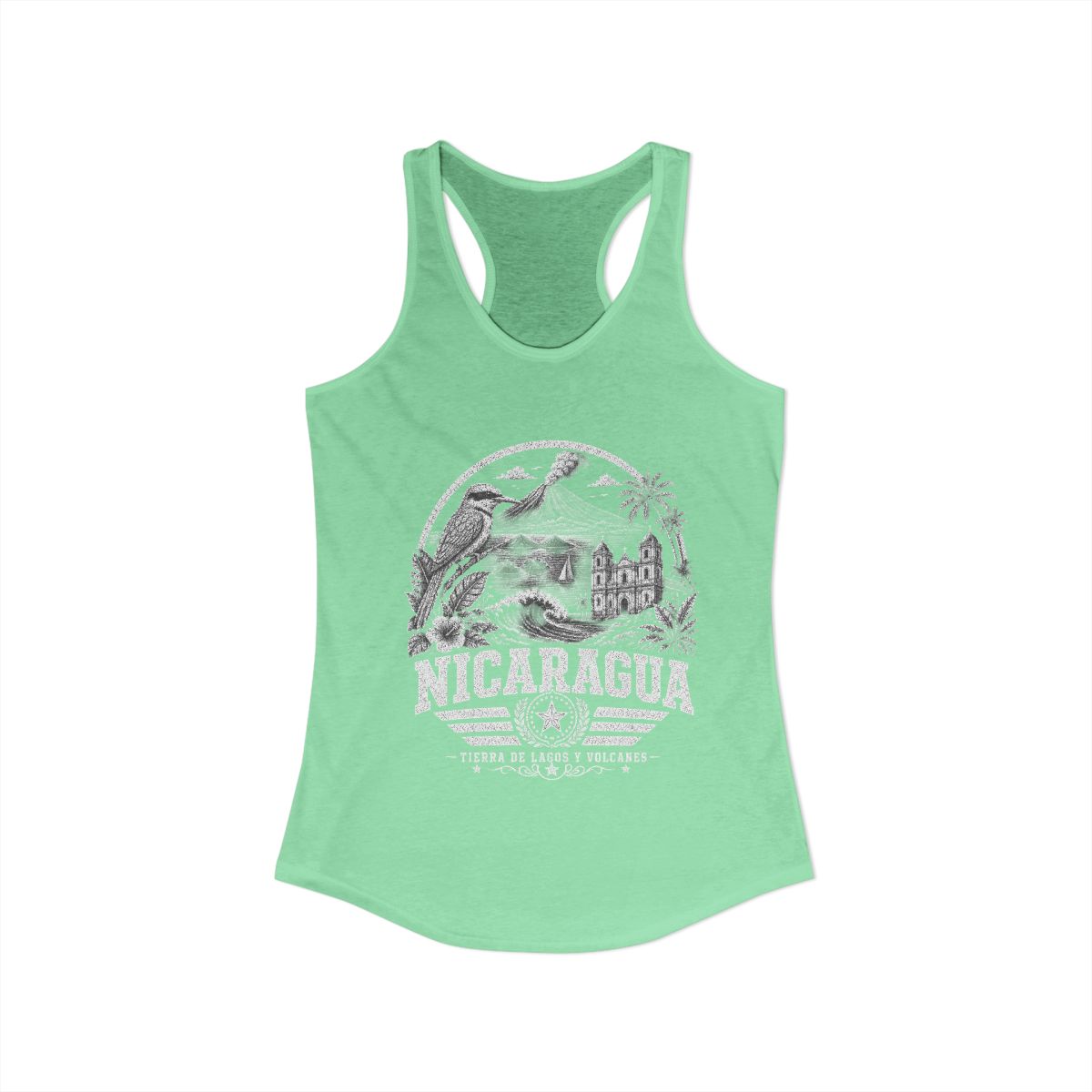 Nicaragua vintage landmarks tank top — iconic landmark design | Nameshi Destinations (view 6)
