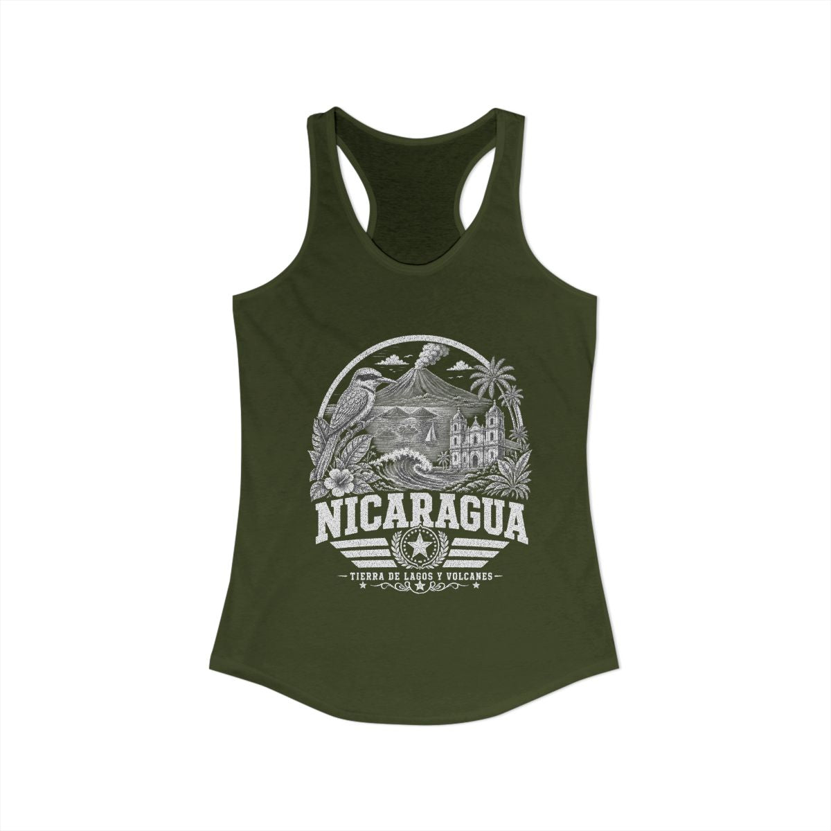 Nicaragua Women's Tank Top — Solid Military Green (front)