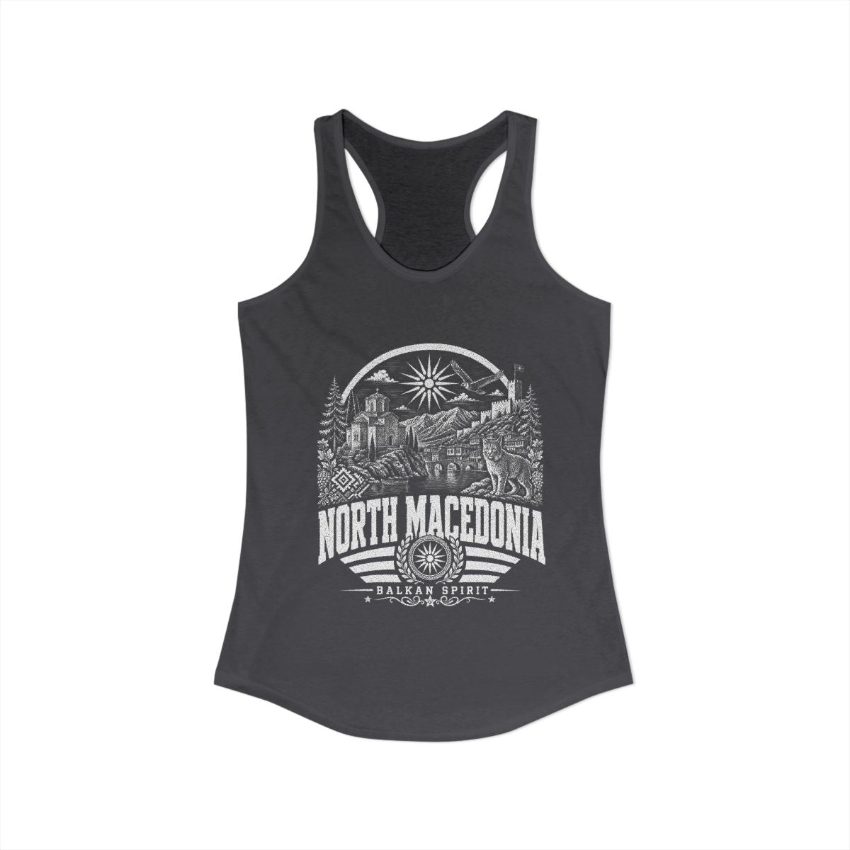 North Macedonia vintage landmarks tank top — iconic landmark design | Nameshi Destinations (view 29)