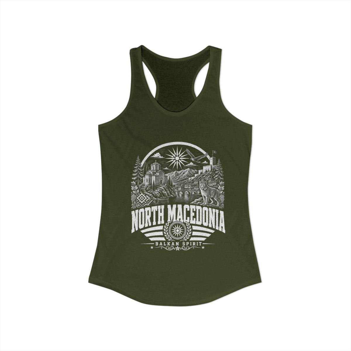 North Macedonia vintage landmarks tank top — iconic landmark design | Nameshi Destinations (view 11)