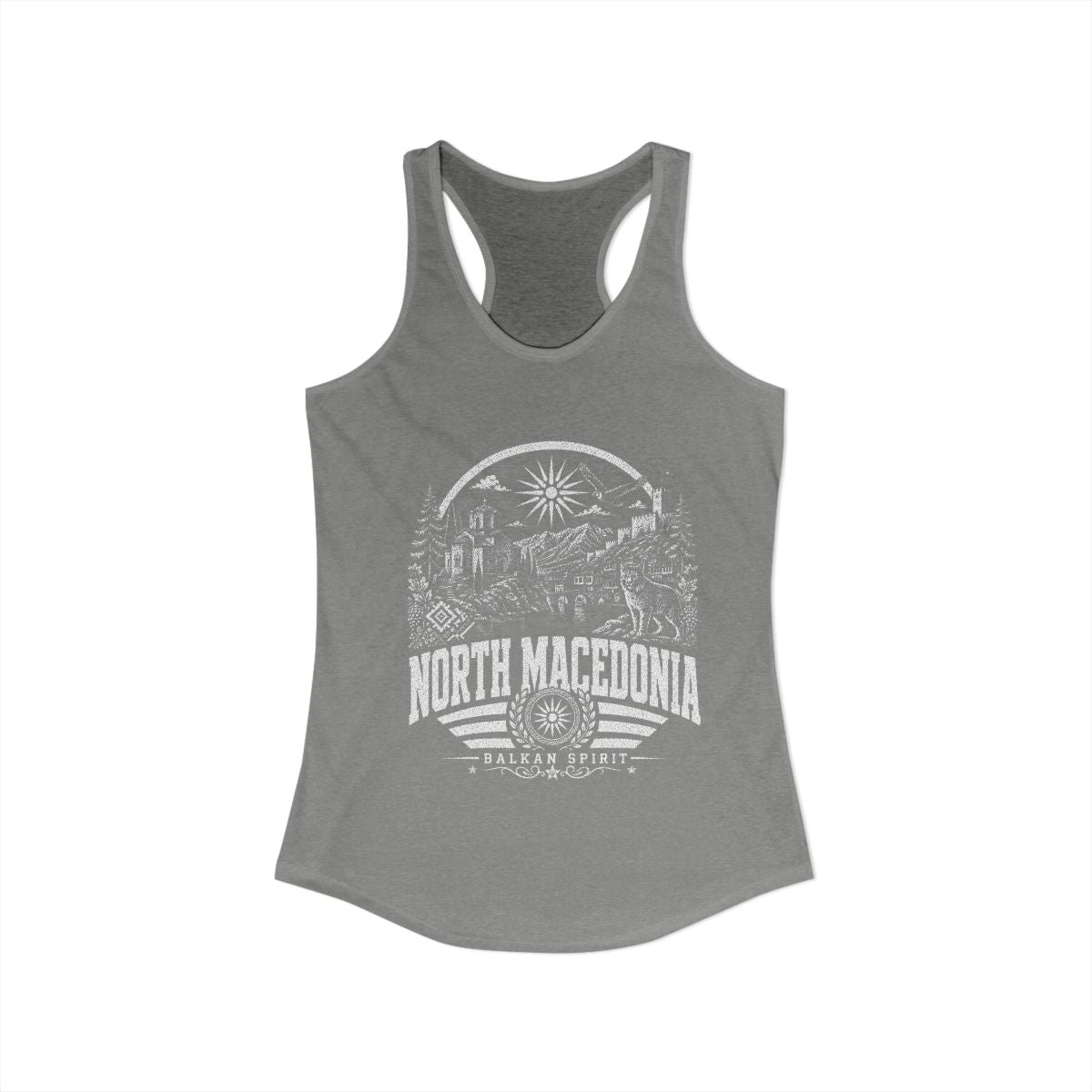 North Macedonia vintage landmarks tank top — iconic landmark design | Nameshi Destinations (view 25)