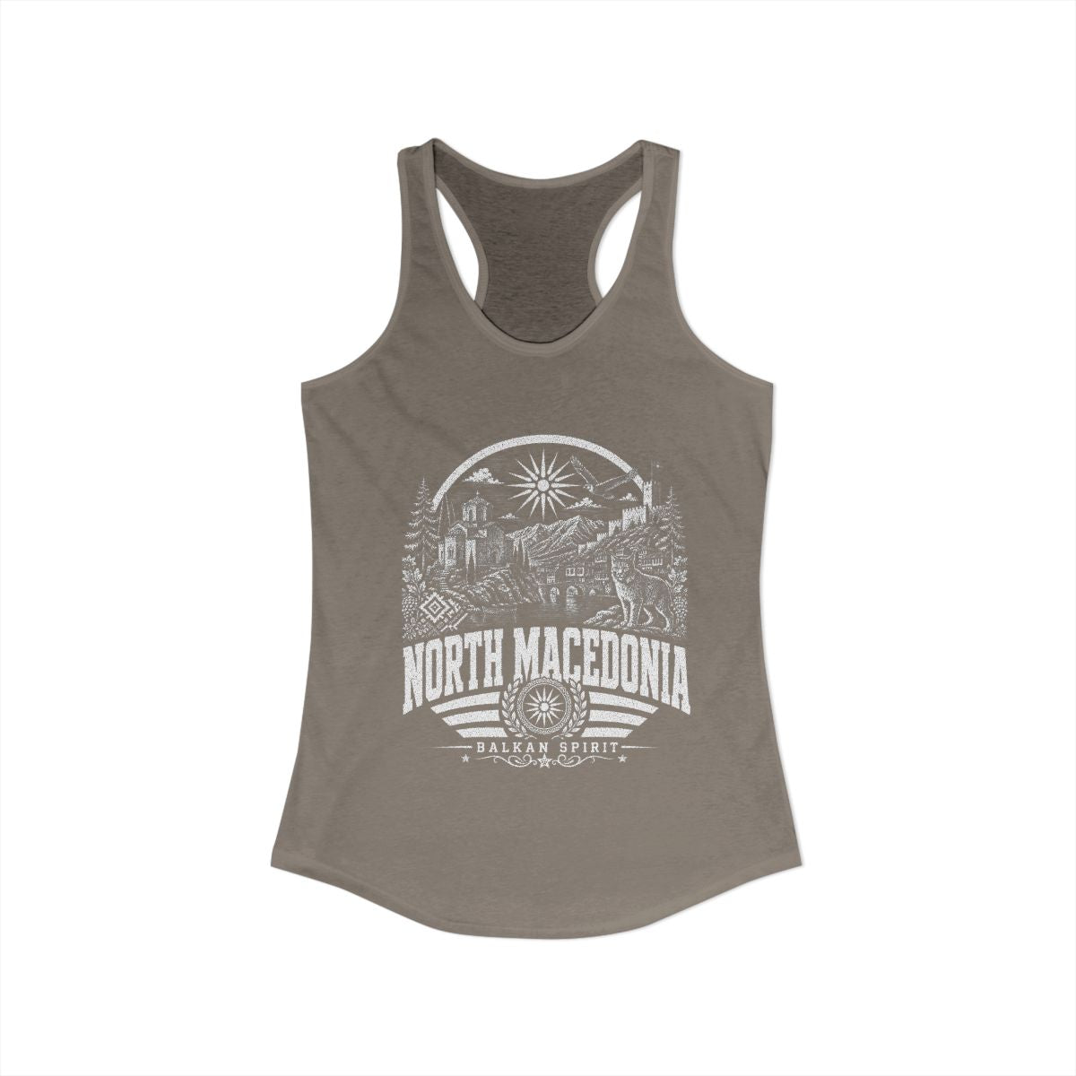 North Macedonia vintage landmarks tank top — iconic landmark design | Nameshi Destinations (view 23)
