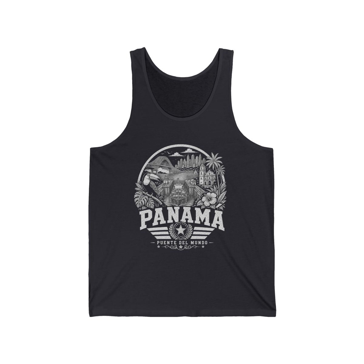 Panama vintage landmarks men's tee — iconic landmark design | Nameshi Destinations (view 2)