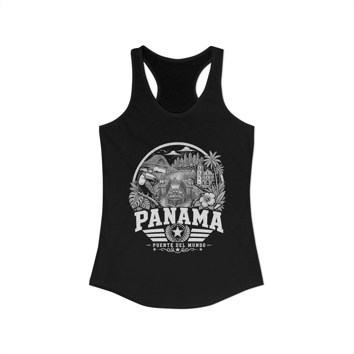 Panama vintage landmarks tank top — iconic landmark design | Nameshi Destinations (view 2)