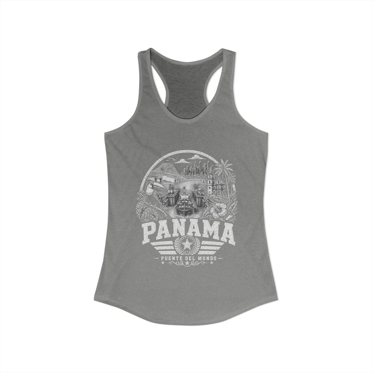 Panama vintage landmarks tank top — iconic landmark design | Nameshi Destinations (view 3)